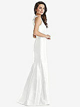 Side View Thumbnail - White Jewel Neck Bowed Open-Back Trumpet Dress 