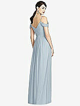 Rear View Thumbnail - Mist Pleated Off-the-Shoulder Crossover Bodice Maxi Dress