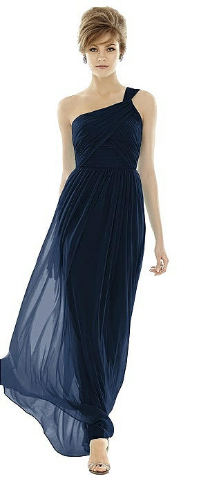 One-Shoulder Asymmetrical Draped Wrap Maxi Dress