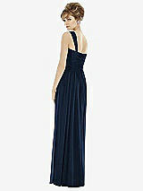 Rear View Thumbnail - Midnight Navy One-Shoulder Asymmetrical Draped Wrap Maxi Dress