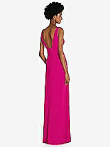 Rear View Thumbnail - Think Pink Square Low-Back A-Line Dress with Front Slit and Pockets