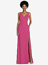 Front View Thumbnail - Tea Rose Square Low-Back A-Line Dress with Front Slit and Pockets