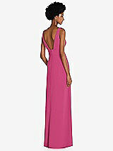 Rear View Thumbnail - Tea Rose Square Low-Back A-Line Dress with Front Slit and Pockets