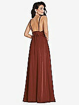 Rear View Thumbnail - Auburn Moon Deep V-Neck Shirred Skirt Maxi Dress with Convertible Straps