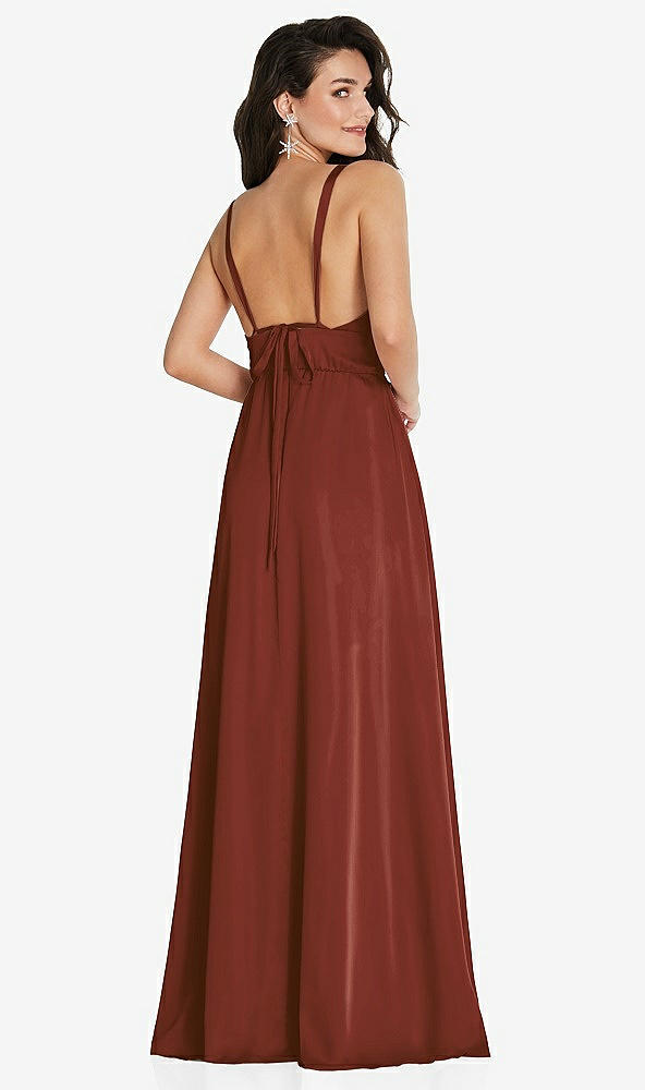 Back View - Auburn Moon Deep V-Neck Shirred Skirt Maxi Dress with Convertible Straps