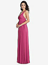 Side View Thumbnail - Tea Rose Deep V-Neck Shirred Skirt Maxi Dress with Convertible Straps