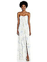 Alt View 3 Thumbnail - Bleu Garden Draped Chiffon Grecian Column Gown with Convertible Straps