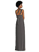 Alt View 2 Thumbnail - Caviar Gray Draped Chiffon Grecian Column Gown with Convertible Straps