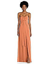 Alt View 3 Thumbnail - Sweet Melon Draped Chiffon Grecian Column Gown with Convertible Straps