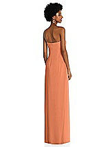 Alt View 4 Thumbnail - Sweet Melon Draped Chiffon Grecian Column Gown with Convertible Straps