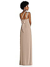 Alt View 2 Thumbnail - Topaz Draped Chiffon Grecian Column Gown with Convertible Straps