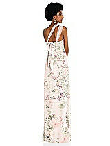 Alt View 2 Thumbnail - Blush Garden Draped Chiffon Grecian Column Gown with Convertible Straps