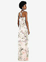 Side View Thumbnail - Blush Garden Draped Chiffon Grecian Column Gown with Convertible Straps