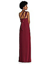 Alt View 2 Thumbnail - Burgundy Draped Chiffon Grecian Column Gown with Convertible Straps