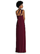 Alt View 2 Thumbnail - Cabernet Draped Chiffon Grecian Column Gown with Convertible Straps