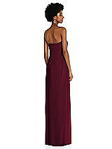 Alt View 4 Thumbnail - Cabernet Draped Chiffon Grecian Column Gown with Convertible Straps