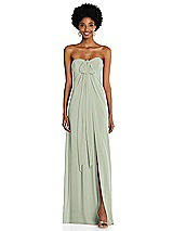 Alt View 3 Thumbnail - Celadon Draped Chiffon Grecian Column Gown with Convertible Straps