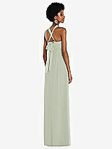 Side View Thumbnail - Celadon Draped Chiffon Grecian Column Gown with Convertible Straps