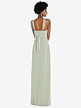 Rear View Thumbnail - Celadon Draped Chiffon Grecian Column Gown with Convertible Straps