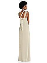 Alt View 2 Thumbnail - Champagne Draped Chiffon Grecian Column Gown with Convertible Straps