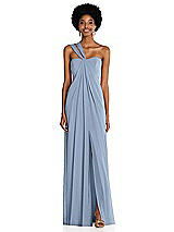 Alt View 1 Thumbnail - Cloudy Draped Chiffon Grecian Column Gown with Convertible Straps