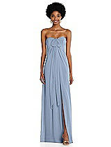 Alt View 3 Thumbnail - Cloudy Draped Chiffon Grecian Column Gown with Convertible Straps