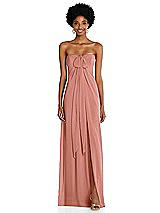 Alt View 3 Thumbnail - Desert Rose Draped Chiffon Grecian Column Gown with Convertible Straps