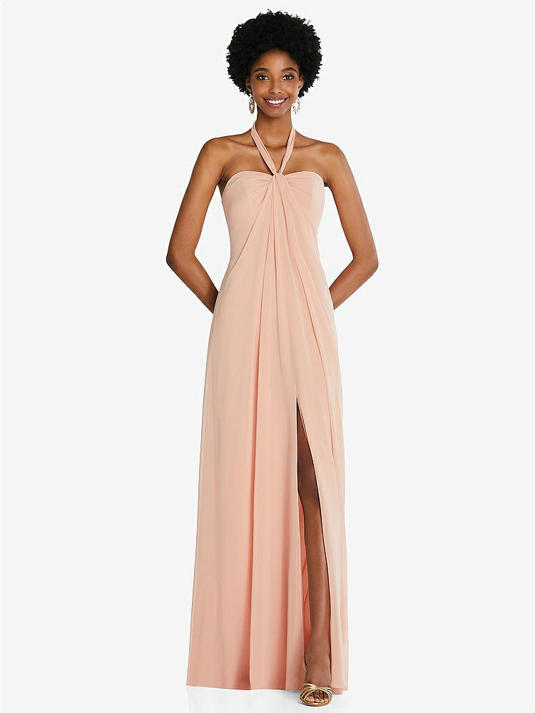 Chiffon Convertible Maxi Bridesmaid Dress With Multi way Tie Straps In French Blue The Dessy Group