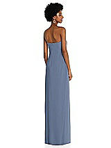 Alt View 4 Thumbnail - Larkspur Blue Draped Chiffon Grecian Column Gown with Convertible Straps