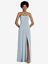 Front View Thumbnail - Mist Draped Chiffon Grecian Column Gown with Convertible Straps