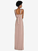 Rear View Thumbnail - Neu Nude Draped Chiffon Grecian Column Gown with Convertible Straps