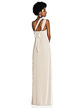 Alt View 2 Thumbnail - Oat Draped Chiffon Grecian Column Gown with Convertible Straps