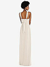 Rear View Thumbnail - Oat Draped Chiffon Grecian Column Gown with Convertible Straps