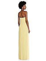 Alt View 4 Thumbnail - Pale Yellow Draped Chiffon Grecian Column Gown with Convertible Straps