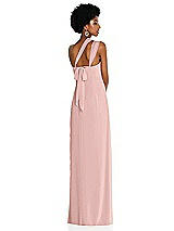 Alt View 2 Thumbnail - Rose - PANTONE Rose Quartz Draped Chiffon Grecian Column Gown with Convertible Straps