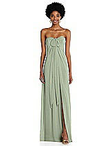 Alt View 3 Thumbnail - Sage Draped Chiffon Grecian Column Gown with Convertible Straps