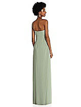 Alt View 4 Thumbnail - Sage Draped Chiffon Grecian Column Gown with Convertible Straps