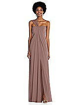 Alt View 1 Thumbnail - Sienna Draped Chiffon Grecian Column Gown with Convertible Straps