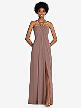 Front View Thumbnail - Sienna Draped Chiffon Grecian Column Gown with Convertible Straps