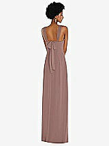 Rear View Thumbnail - Sienna Draped Chiffon Grecian Column Gown with Convertible Straps