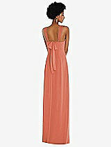 Rear View Thumbnail - Terracotta Copper Draped Chiffon Grecian Column Gown with Convertible Straps