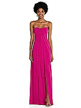 Alt View 3 Thumbnail - Think Pink Draped Chiffon Grecian Column Gown with Convertible Straps