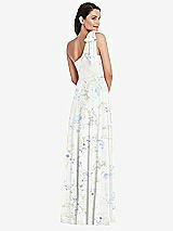 Alt View 3 Thumbnail - Bleu Garden Draped One-Shoulder Maxi Dress with Scarf Bow