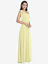 Alt View 2 Thumbnail - Butter Yellow Draped One-Shoulder Maxi Dress with Scarf Bow