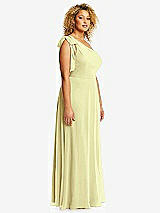 Side View Thumbnail - Butter Yellow Draped One-Shoulder Maxi Dress with Scarf Bow