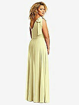 Rear View Thumbnail - Butter Yellow Draped One-Shoulder Maxi Dress with Scarf Bow