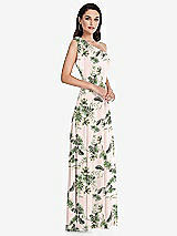 Alt View 2 Thumbnail - Palm Beach Print Draped One-Shoulder Maxi Dress with Scarf Bow