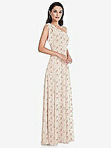 Alt View 2 Thumbnail - Coquette Floral Print Draped One-Shoulder Maxi Dress with Scarf Bow