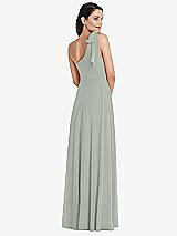 Alt View 3 Thumbnail - Willow Green Draped One-Shoulder Maxi Dress with Scarf Bow