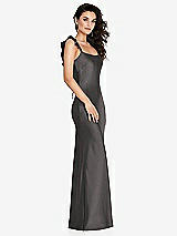 Alt View 1 Thumbnail - Caviar Gray Ruffle Trimmed Open-Back Maxi Slip Dress